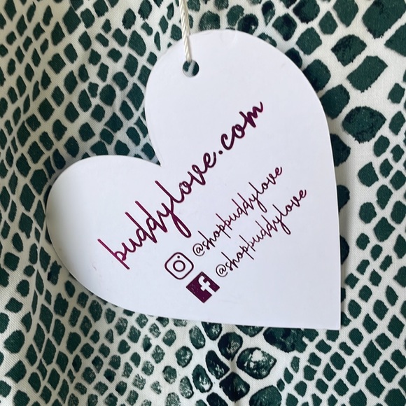 NWT Buddylove green snake print drawstring ruffled dress - Picture 4 of 6